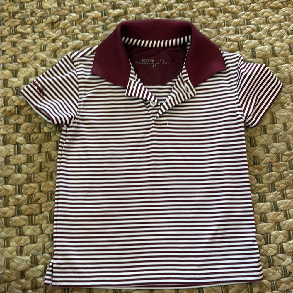 Southern Proper Red and White Striped Polo Shirt